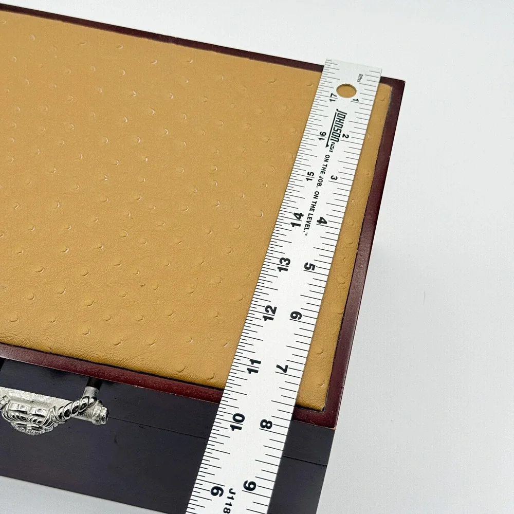 Judith Ripka Jewelry Box Chest Diamonique Heart Handle 3 Level Ostrich Embossed